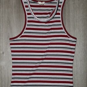 Bozzolo Red, Black, and White Striped Tank Top